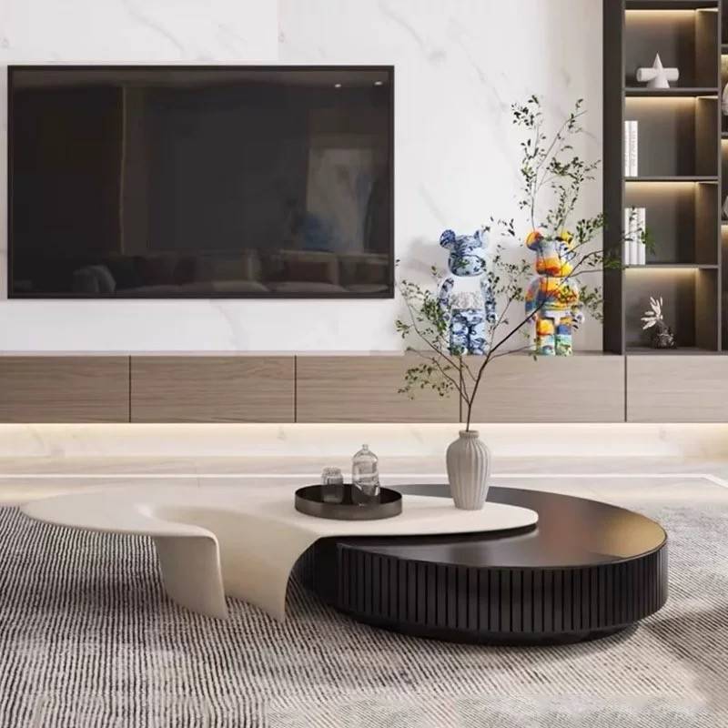 需定制设计师异形意式茶几极简沙发三角茶几客厅组合玻璃钢椭圆艺