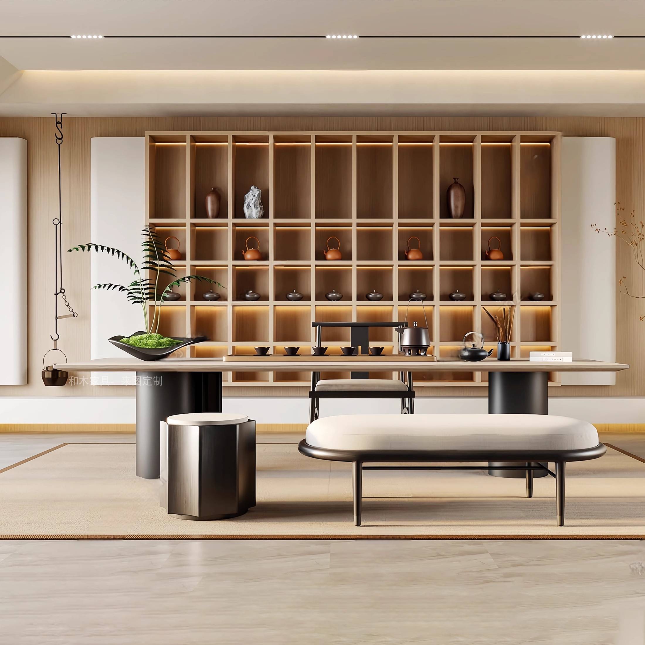 需定制新中式实木茶桌椅现代简约泡茶桌样板房民宿酒店茶楼会所功