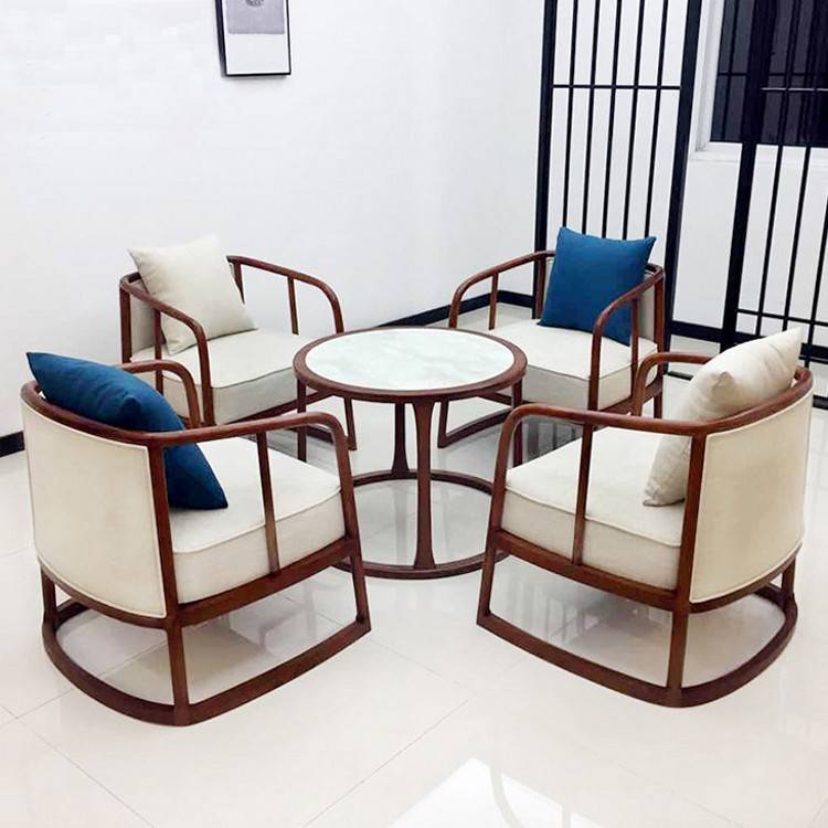 需定制新中式售楼处部洽谈桌椅组合会所酒店商务实木休闲会所沙发