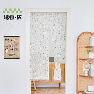 复古门帘糖豆纱帘厨房半帘窗帘卧室短帘隔断帘透气可爱布艺帘 法式