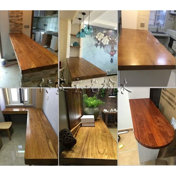 需定制老榆木吧台板实木板原木板装修用板隔板工作台窗台板餐桌板