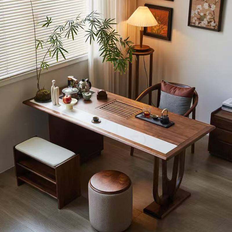 需定制新中式阳台茶桌椅组合胡桃木实木茶台客厅茶几禅意功夫泡茶