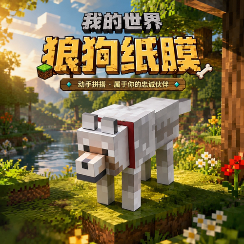 我的世界狼狗3D加厚纸膜