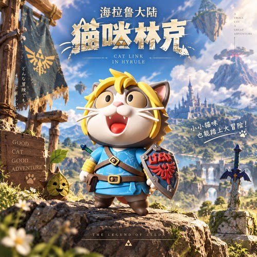 塞尔达海拉鲁猫咪林克手办现货