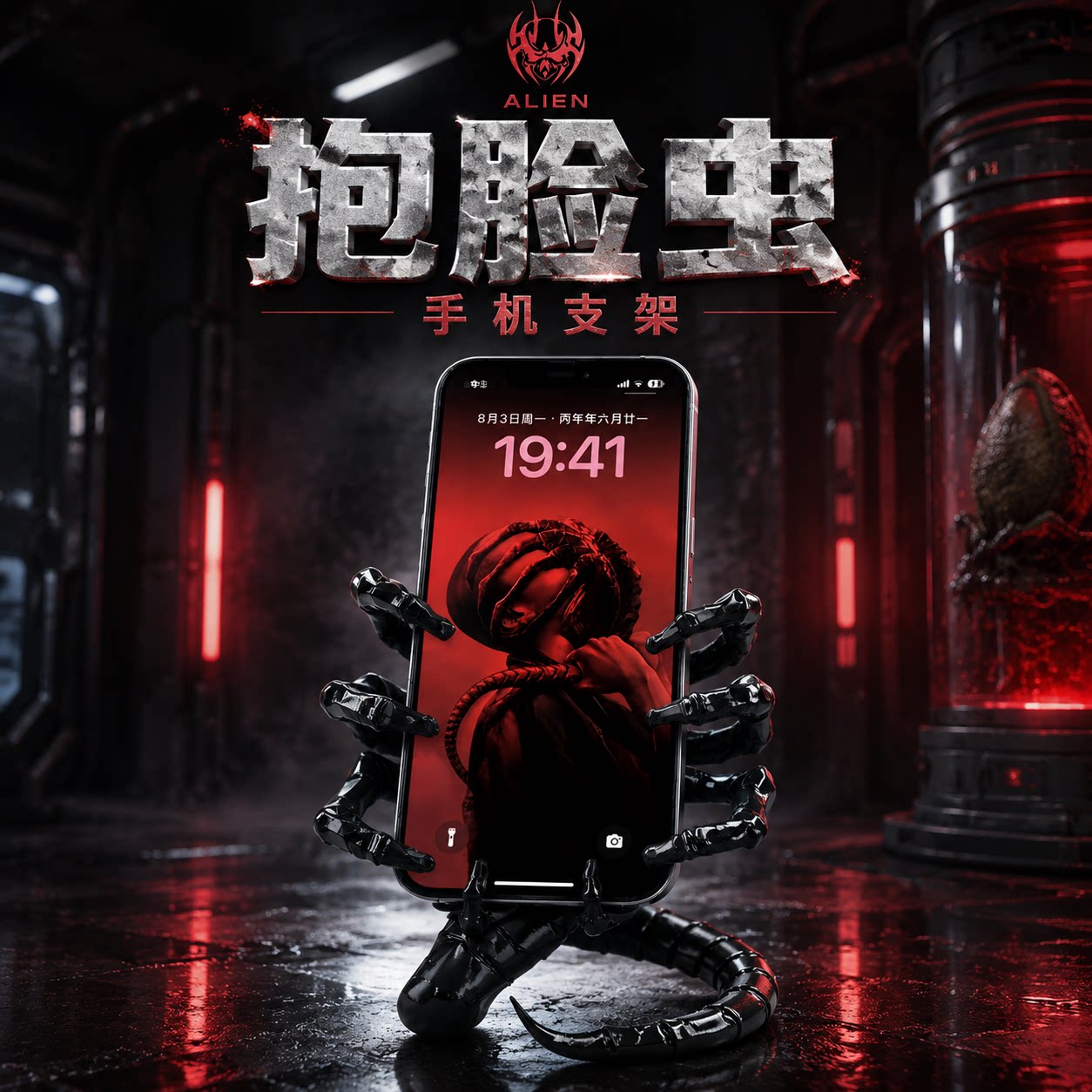 异形抱脸虫3D打印手机支架图片