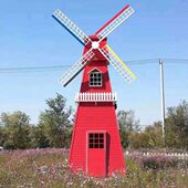 荷兰风车户外大型防腐木景观网红摆件公园景区美陈实木定制雕塑摆