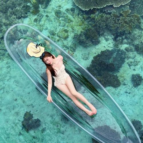 米果miico透明船网红玻璃船水晶船水上透明的小船民宿景区皮划艇