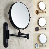 浴室仿古美容镜子壁挂式 折叠镜子伸缩双面放大镜卫生间化妆镜墙壁