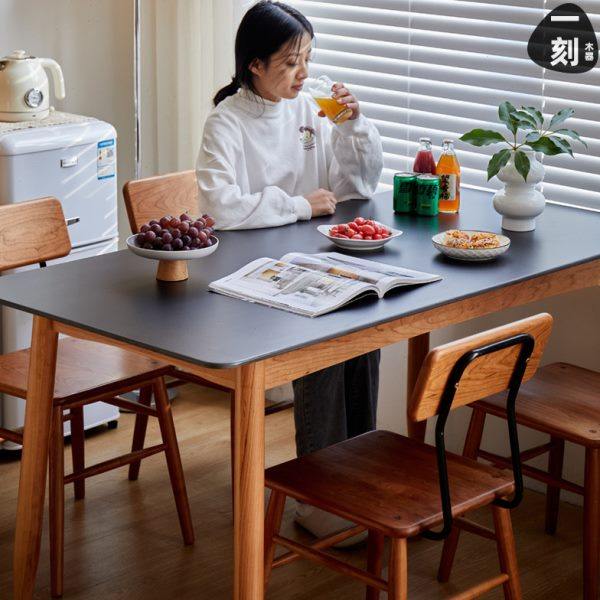 一刻木器实木岩板面餐桌椅小户型餐厅家用长饭桌樱桃木奶油风餐台,住宅家具,岩板餐桌,淘宝优惠券,粉丝福利购,淘宝优惠卷