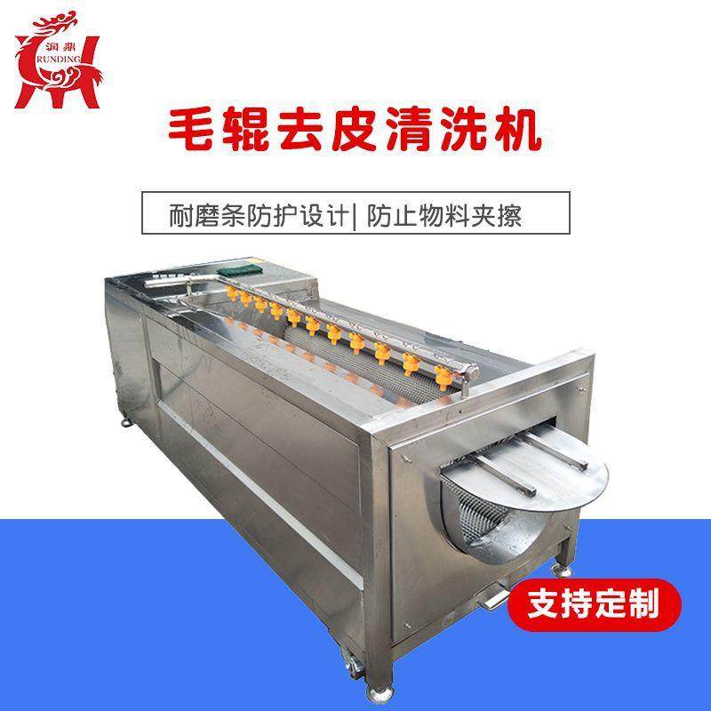 虎皮贝毛辊清洗机生产厂家果蔬去杂机高压喷淋毛辊清洗设备