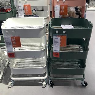 心宜家小推车置物架厨房落地多层美容院移动书架带轮零食收纳推车