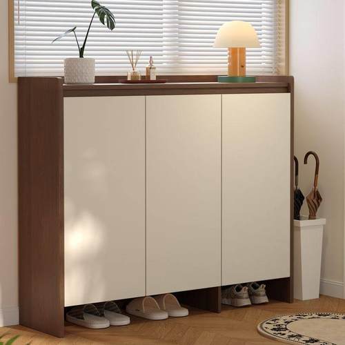 实木鞋柜家用门口入户室内鞋架玄关柜一体大容量收纳柜门外走廊