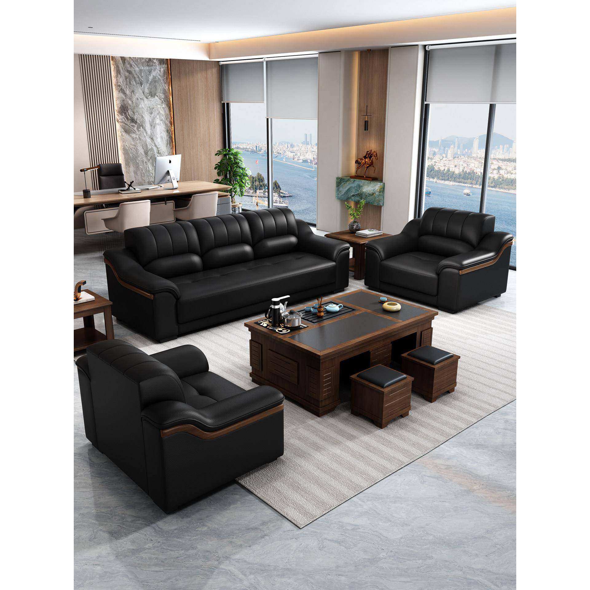 办公室沙发新款真皮乳胶简约商务会客接待室休息区三人位茶几组合,商业/办公家具,沙发,淘宝优惠券,粉丝福利购,淘宝优惠卷