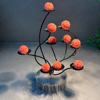 荔枝虾球摆盘花架树中式干冰柿柿如意甜品菜品装饰点缀创意境餐具