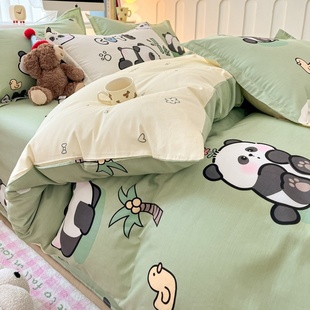 纯棉卡通四件套 被套单件全棉被罩150x200宿舍学生单双人被单熊猫