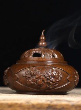 中式古典桌面装饰品小摆件铜香炉熏香炉纯铜檀香炉家用仿古小铜器