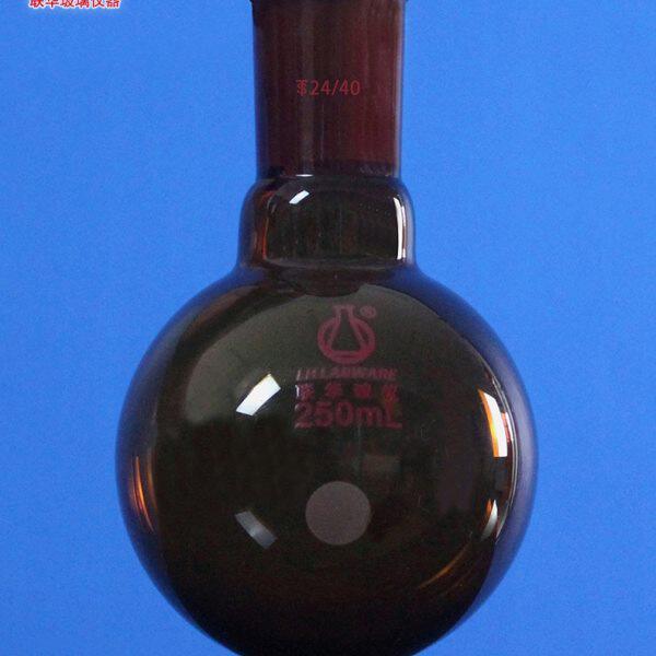 棕色单口圆底加厚反应烧瓶联华玻璃仪器50/100/250/500/1000LH-03