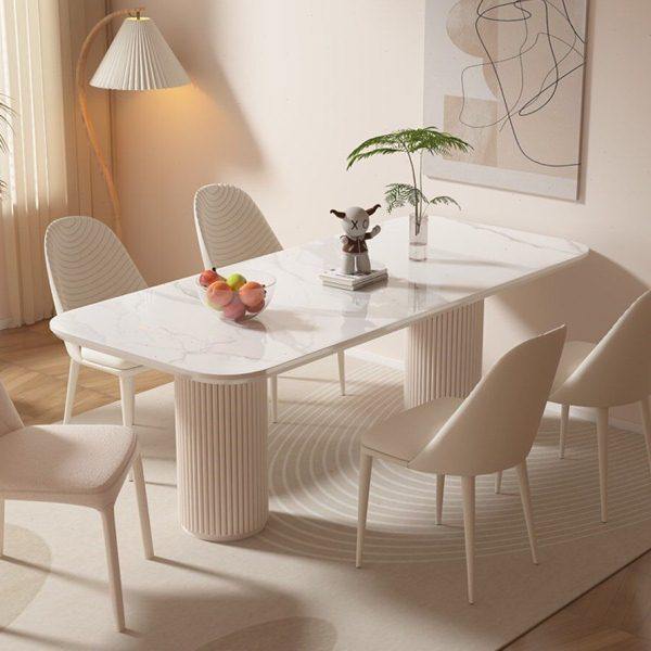 法式奶油风岩板餐桌家用现代简约轻奢小户型客厅网红吃饭桌椅子,住宅家具,岩板餐桌,淘宝优惠券,粉丝福利购,淘宝优惠卷