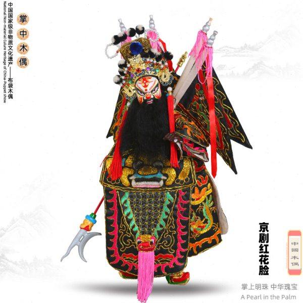 京剧红花脸武将传统布袋木偶戏手工雕刻刺绣精品艺术摆件收藏礼品