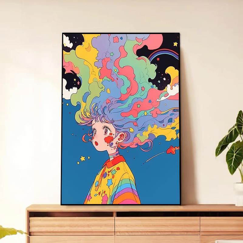 梦幻女孩手工点钻石绣十字绣带框钻石画满钻新款客厅卧室2025卡通