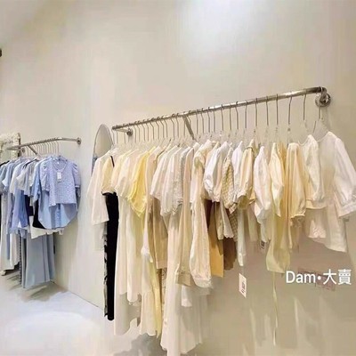 服装展示架金色侧挂壁挂式上墙女服装店挂衣架不锈钢拉丝银色货架