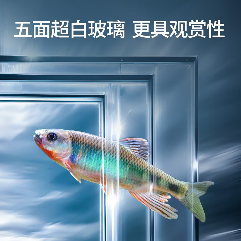 溪流缸全套客厅家用2025新款造景超白玻璃底滤落地鱼缸带柜子一体