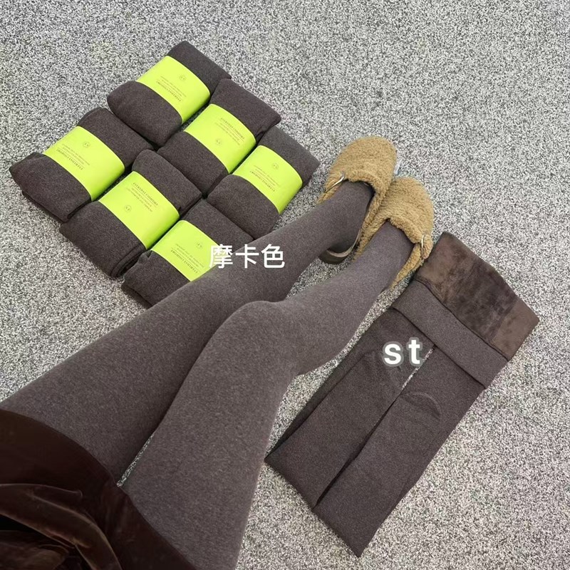 ST 2024冬季微压袜哑光不掉档加厚绒400g连脚打底瘦瘦袜
