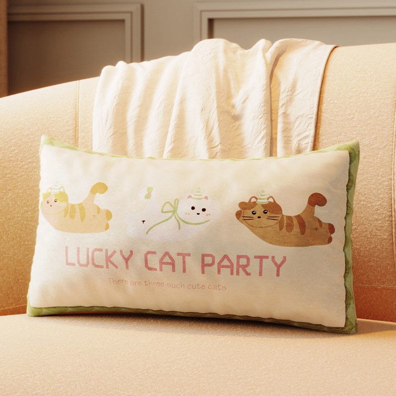 卡通可爱长方形沙发抱枕多巴胺客厅长条腰枕简Q约轻奢靠枕含芯枕
