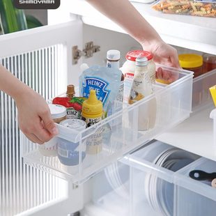霜山厨房橱柜收纳盒家用透明塑料餐具锅具储物盒置物架杂物收纳篮