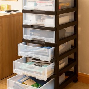 办公室桌面免安装 家用储物柜 收纳柜抽屉式 多层架整理箱塑料矮款
