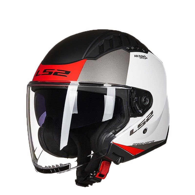 ls2双镜片摩托车头盔男女四季电动车半盔四分之三盔3cU夏季OF600