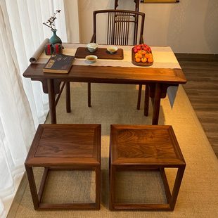 阳台茶桌2024新款 新中式 高端胡桃木实木小型家用禅意茶台写字桌