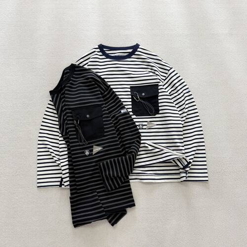 日单AND WANDER ORCIVAL26SS StripePocket S/S 条纹口袋长袖