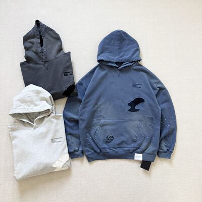 日单NEIGHBORHOOD 25SS NEIGHBORHOOD HOODIE破坏做旧连帽卫衣