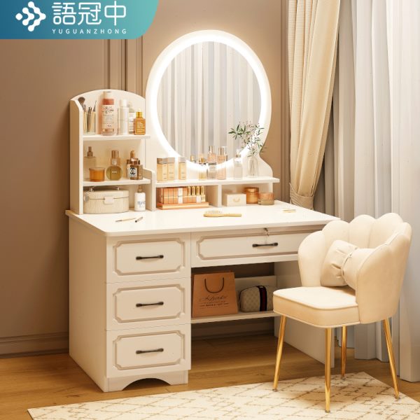 梳妆台卧室现代简约梳妆柜2023新款轻奢化妆镜化妆桌小型化妆台