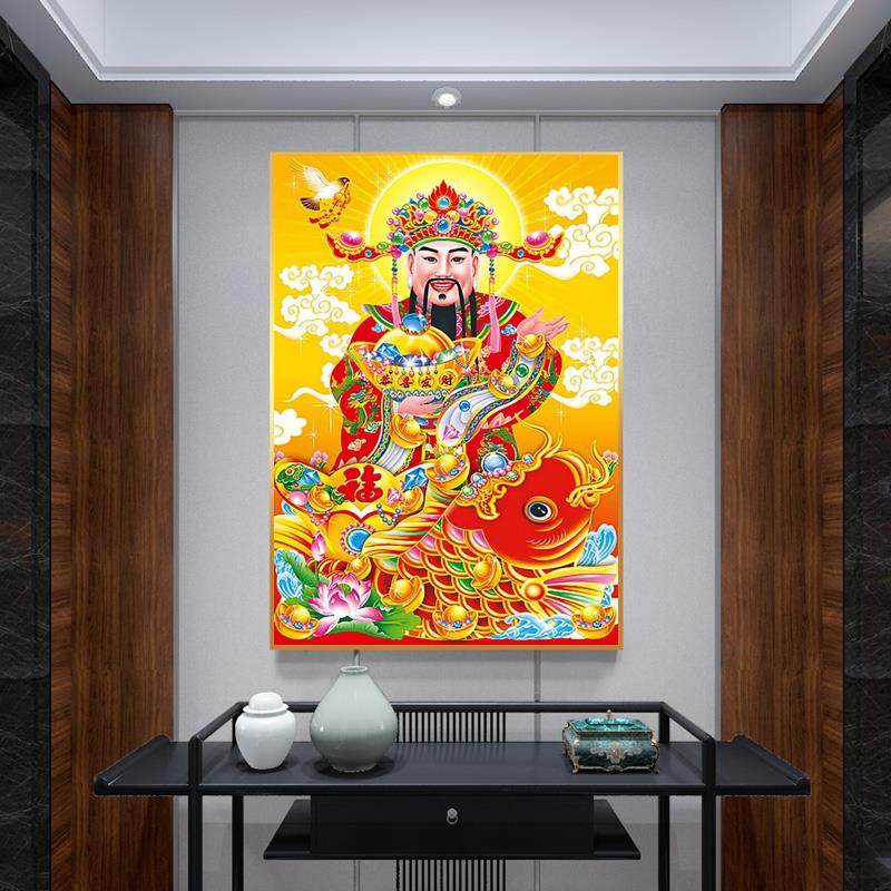 2024新款5d钻石财神爷发财招财贴钻十字绣满钻钻石画客厅玄关走廊,居家布艺,钻石绣,淘宝优惠券,粉丝福利购,淘宝优惠卷