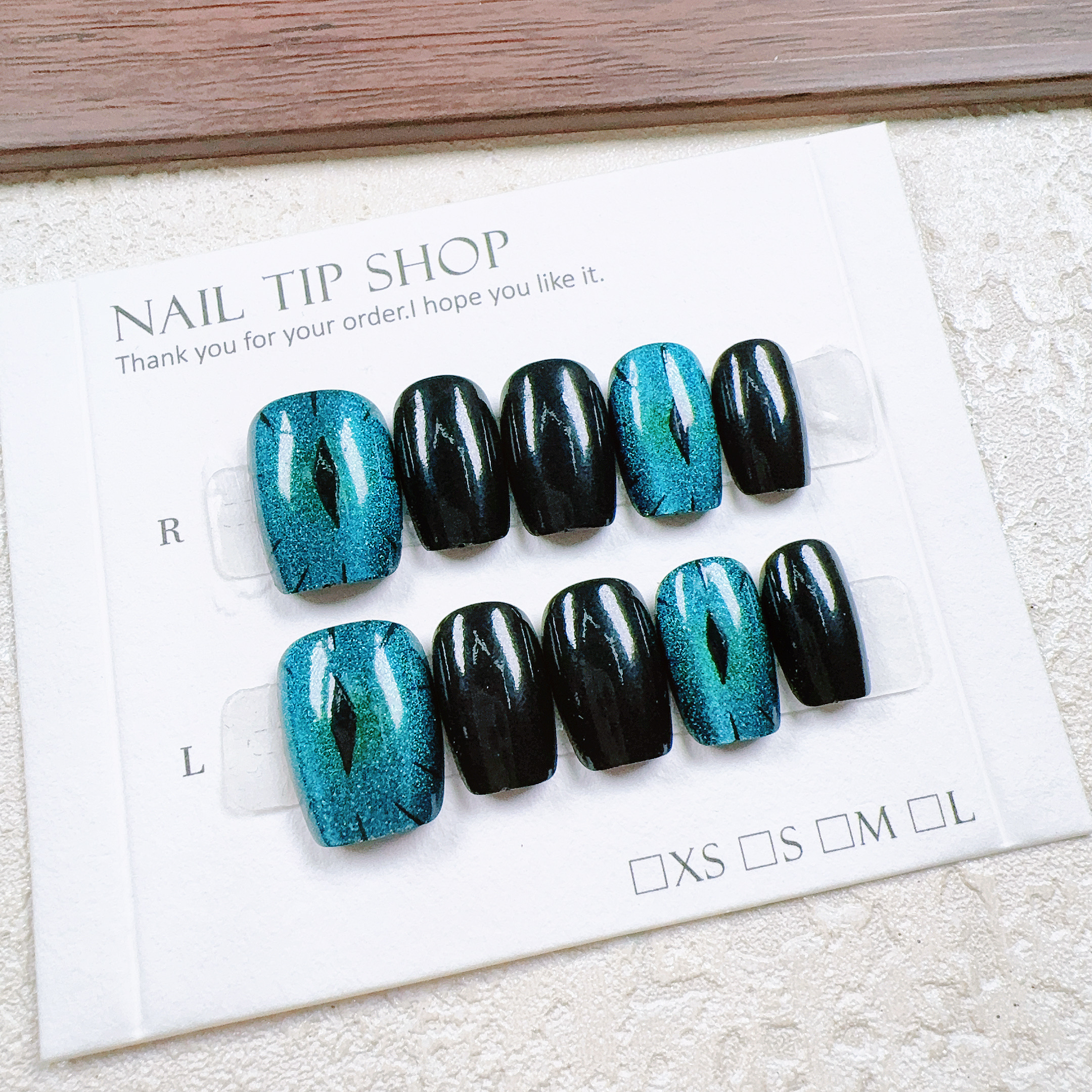 齐珑蓝绿渐变猫眼美甲贴片