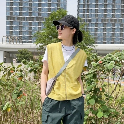 INFINITE COASTLINE/无垠海岸春晓12387百搭针织拉链芥末马甲