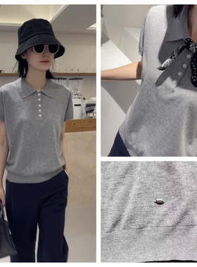 INFINITE COASTLINE/无垠海岸春晓12494气质款 灰色翻针织半袖