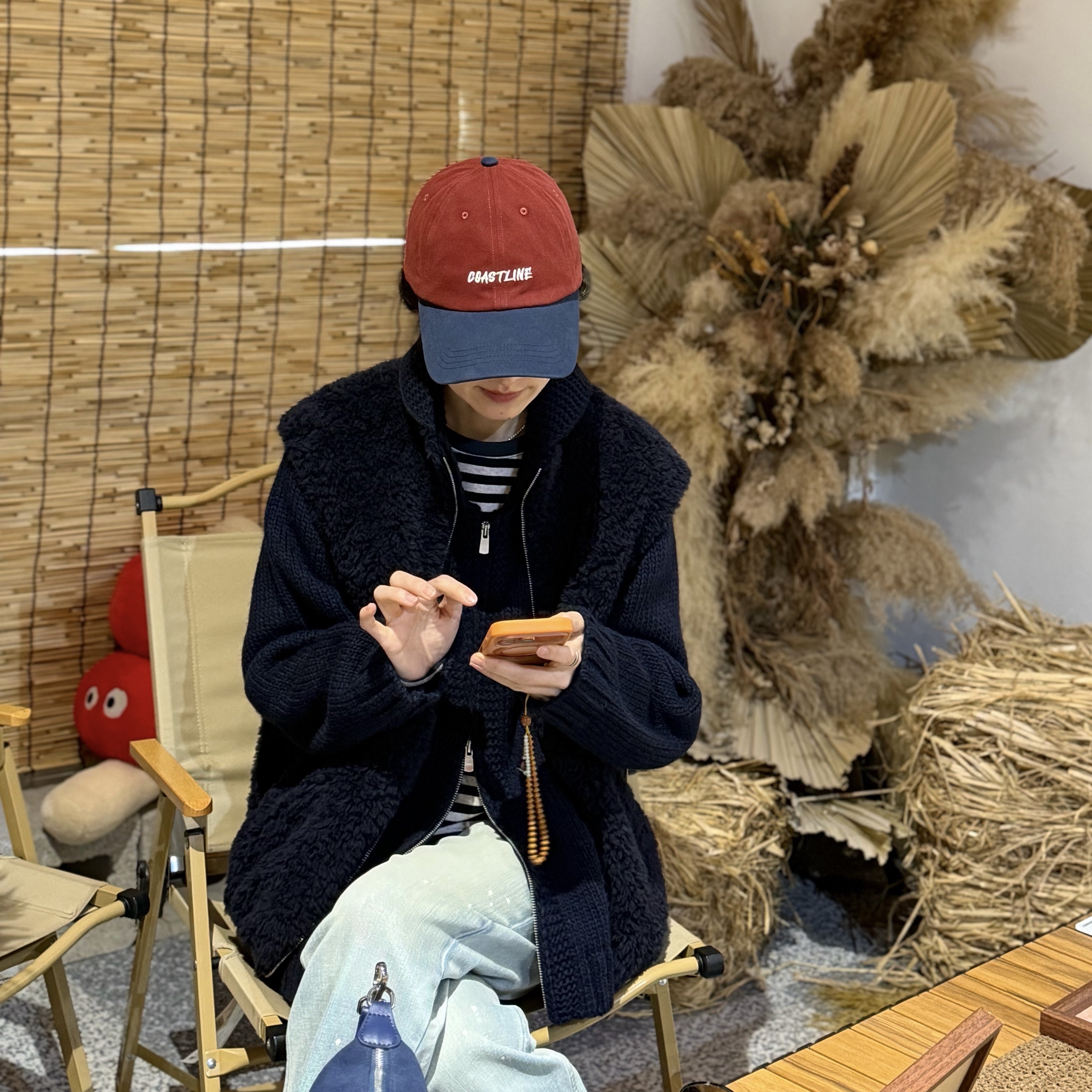 无垠海岸春晓4449红蓝拼色纯棉棒球帽