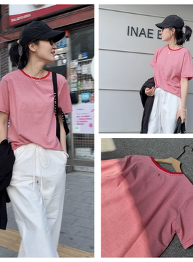 INFINITE COASTLINE/无垠海岸12473红细条显瘦T恤