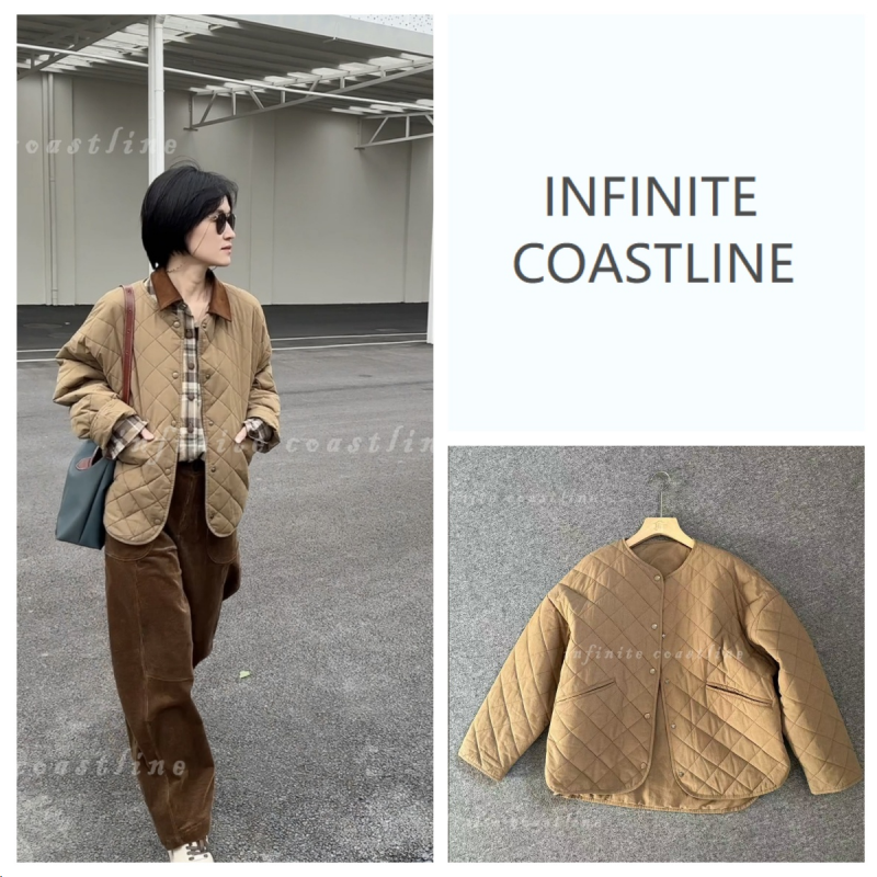 INFINITE COASTLINE/无垠海岸春晓12538  棉100%菱形格无领棉衣