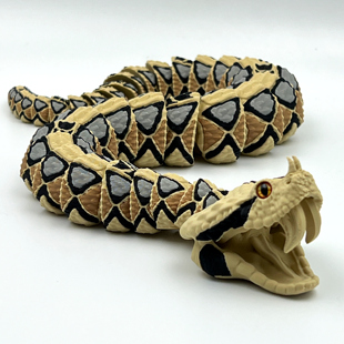 3D打印蛇形仿真模型逼真加蓬蝰蛇仿生装饰艺术摆件全身可动张嘴