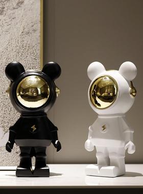 现代轻奢宇航员太空人暴力熊桌面摆件客厅电视柜卧室书房间装饰品