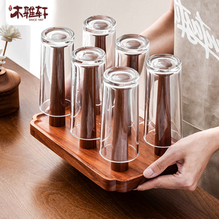 实木杯架家用水杯茶n杯玻璃咖啡马克杯放杯子倒挂沥水架置物架