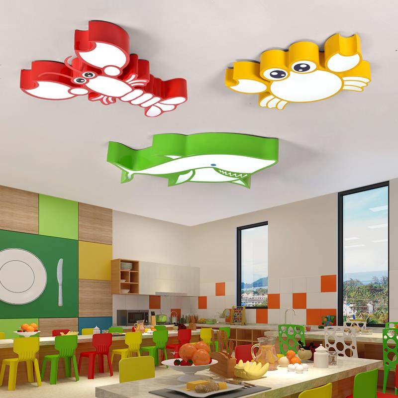 彩色儿童房灯led吸顶灯个性螃蟹卡通灯创意龙虾幼儿园造型灯具,家装灯饰光源,儿童房吸顶灯,淘宝优惠券,粉丝福利购,淘宝优惠卷