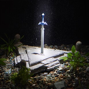 塞尔达传说周边大师剑台旷野之息手办林克鱼缸造景海利亚王国之泪