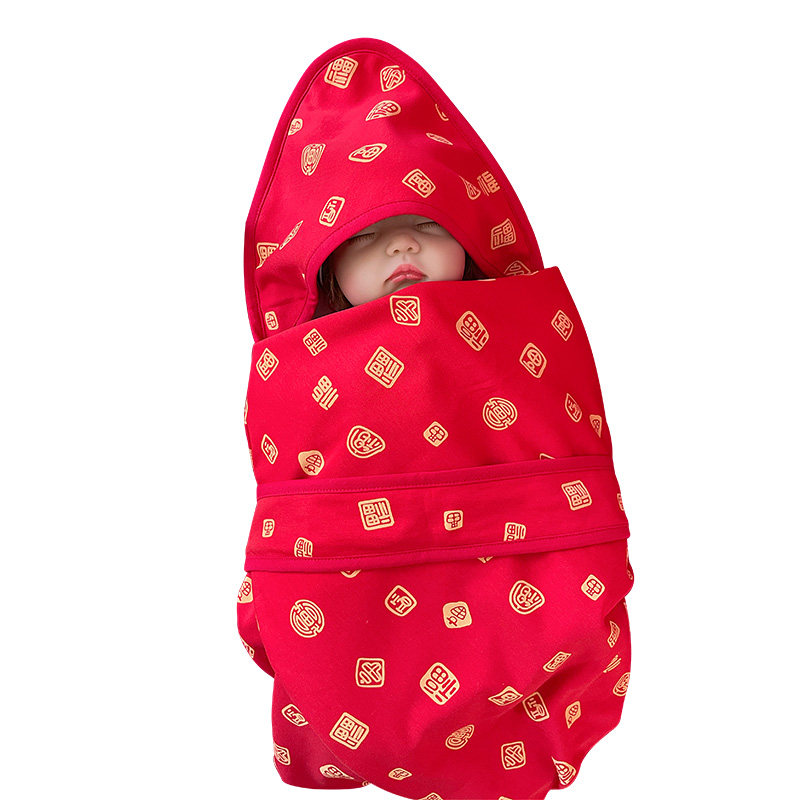 喵爸喵妈定制百福婴儿抱被新生纯棉包被宝宝外出被套红色初生用品,婴童用品,婴童抱被/抱毯,淘宝优惠券,粉丝福利购,淘宝优惠卷