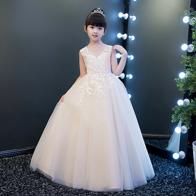 女童礼服钢琴表演演出服儿童主持走秀婚纱蓬蓬纱洋气小女孩公主裙