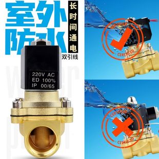 220v24v电磁阀户外防水单向常闭控制水阀电子开关水管气4分1寸2寸